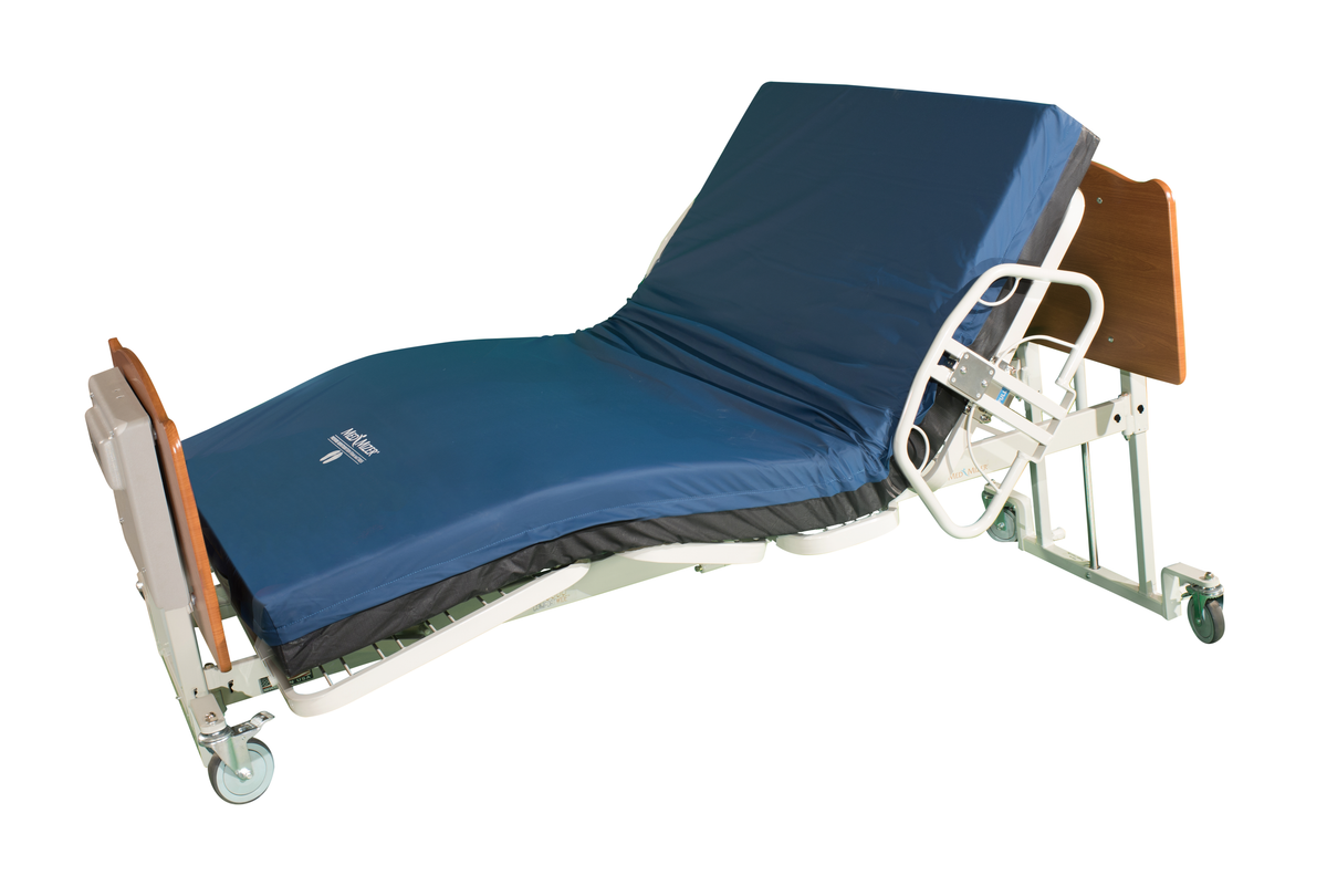 EX8000 bariatric bed with head and knee sections raised